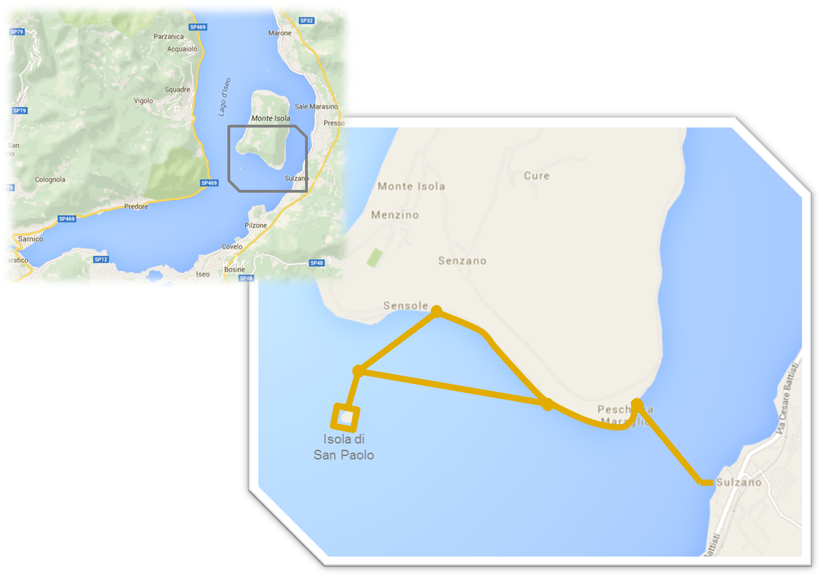 Mappa e Percorso Ponte Galleggiante Lago Iseo